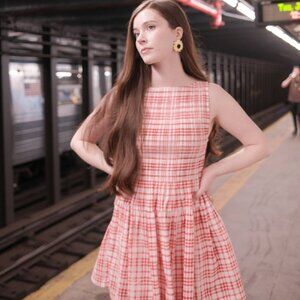 NWT Hill House The Cosima Mini Nap Dress - Cherry Watercolor Gingham Size XS